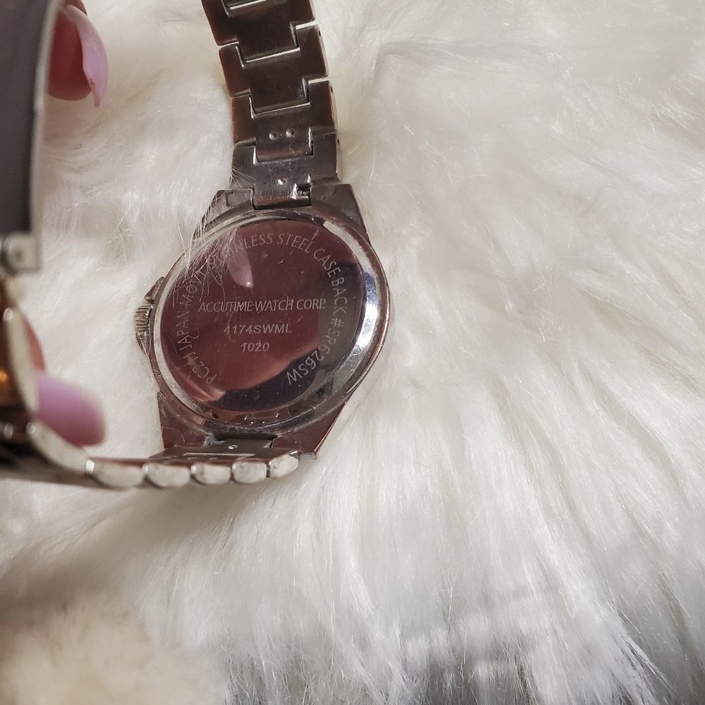 Accutime Silver Stainless Steel Rhinestone Watch - Picture 3 of 4